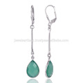 Vente en gros Bijoux Bijoux à la Forme Vert Onyx à la main 925 Boucles d&#39;oreilles en Argent Sterling